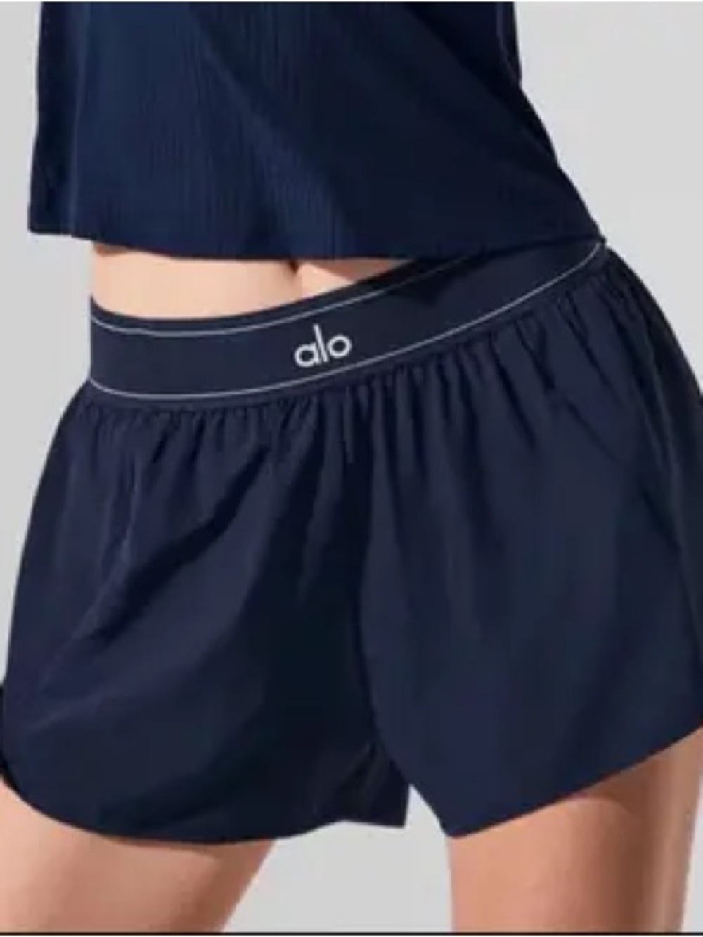 ALO Yoga Navy Elastic-Waist Athletic Shorts